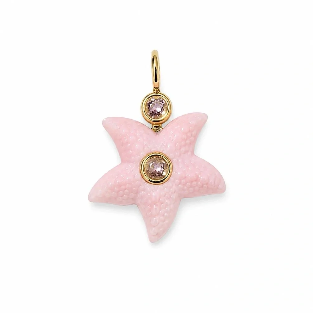 Natural Queen Pearl And Citrine Star Charm 925 Silver And Gold Plating